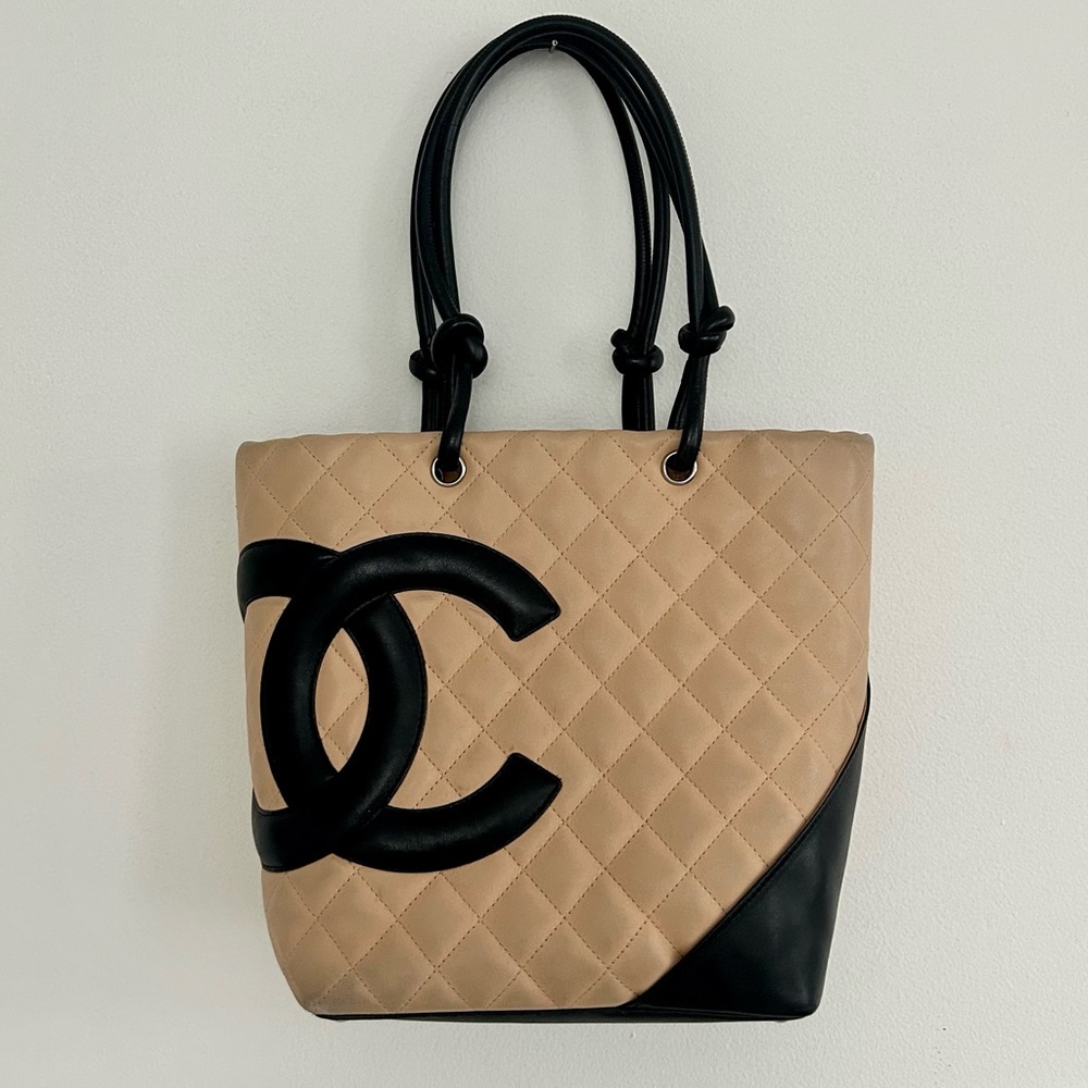 Chanel Vintage Beige Cambon Quilted Tote